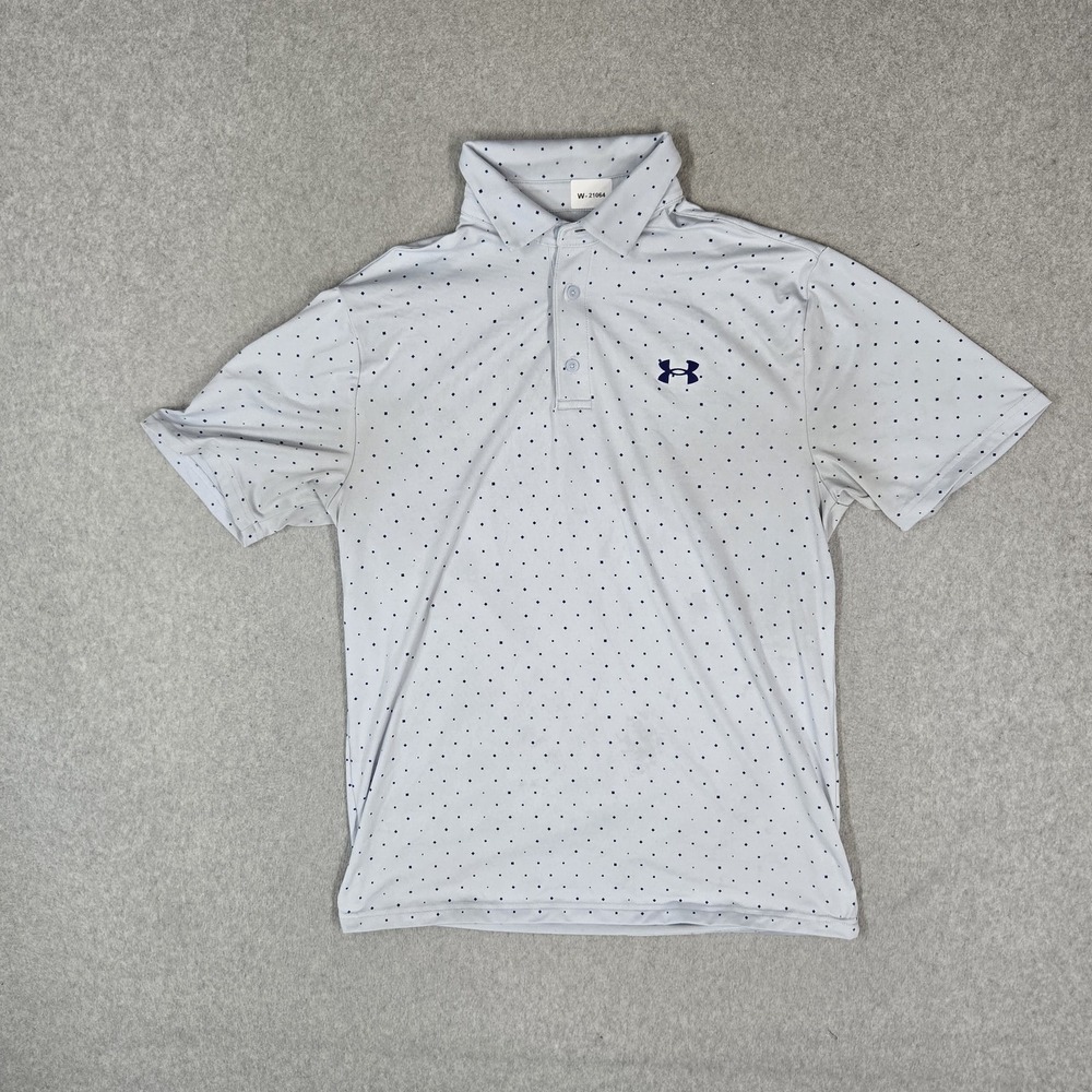 Under Armour Men Polo M Light Blue Polka Dot The Playoff Polo Loose Short Sleeve